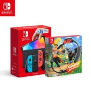 Nintendo 任天堂  Switch oled游戏机 红蓝Joy-Con+健身环大冒险套装