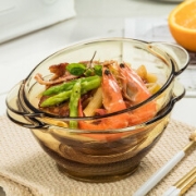 京东极速版：忆多彩 双耳 玻璃碗 茶色 500ml 2只装