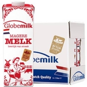 20点开始、88VIP：Globemilk 荷高 脱脂纯牛奶 1L*6盒