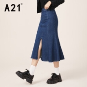 A21 女士牛仔鱼尾长裙 F413227008