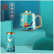 故宫文创 鹿鹤同春 白瓷 茶杯礼盒套装