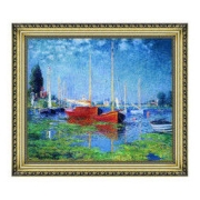 雅昌 克劳德·莫奈《成双的红帆船》75x66cm 油画布 宫廷金实木框