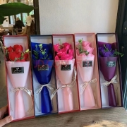 康乃馨香皂花 5朵康乃馨+礼盒红色