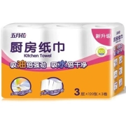 京东极速版：五月花 卷筒式卷纸 厨房纸巾 3层120张/卷 1提3卷+测量链接