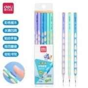 deli 得力 S959-HB 马卡龙色三角杆洞洞铅笔 12支