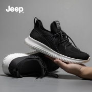 Jeep 一体飞织鞋面 男夏季透气网面运动鞋