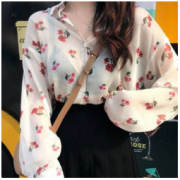 Piruity 碎花小清新雪纺夏衬衫女 花色 XL
