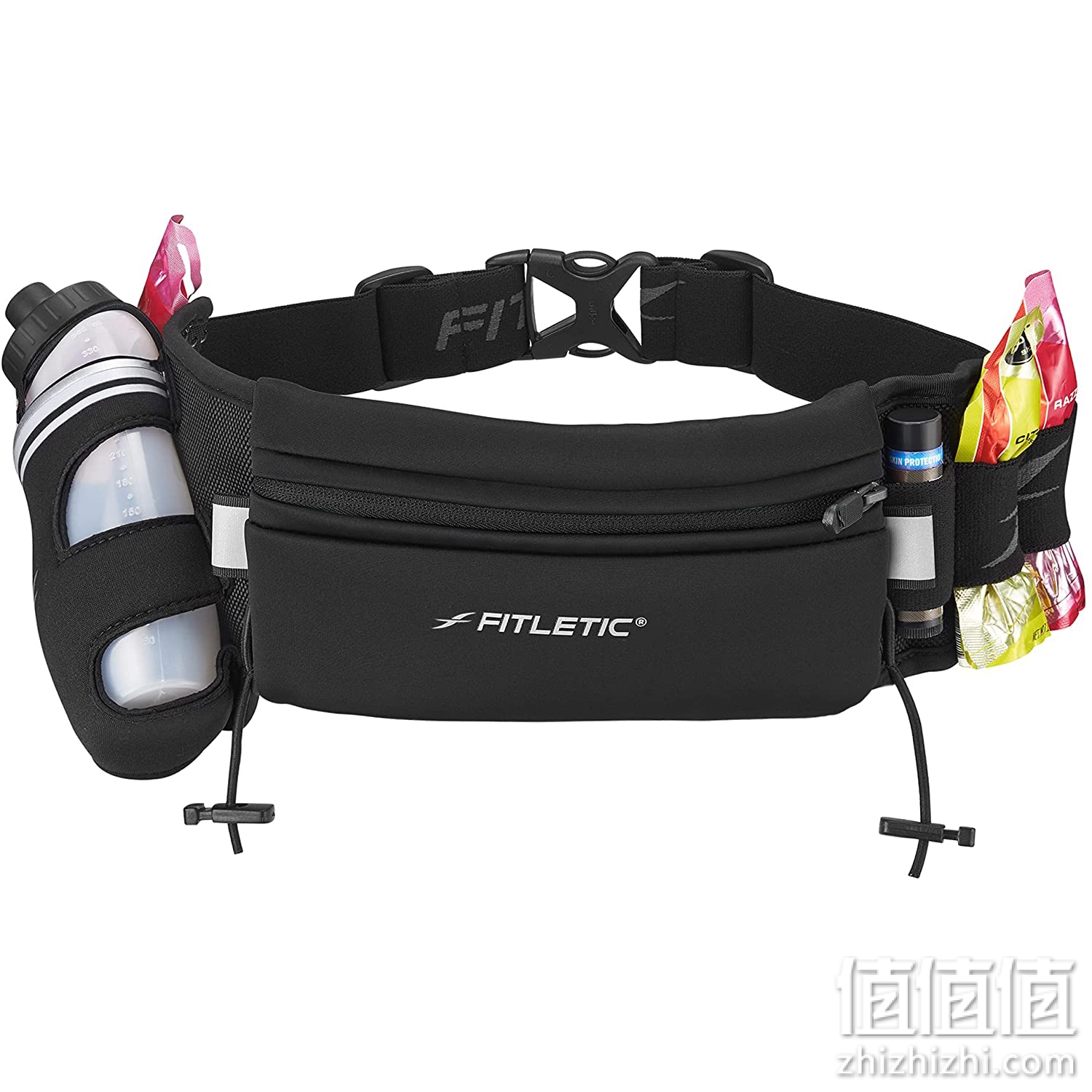 FITLETIC(フィトレティック) Fully Loaded ランニングウエストポーチ 防水ネオプレーン素材 iPhone6sPlus対応サイズ 12ozボトル付き ゼッケンホルダー付きHD-12GBLK/GRNS/M