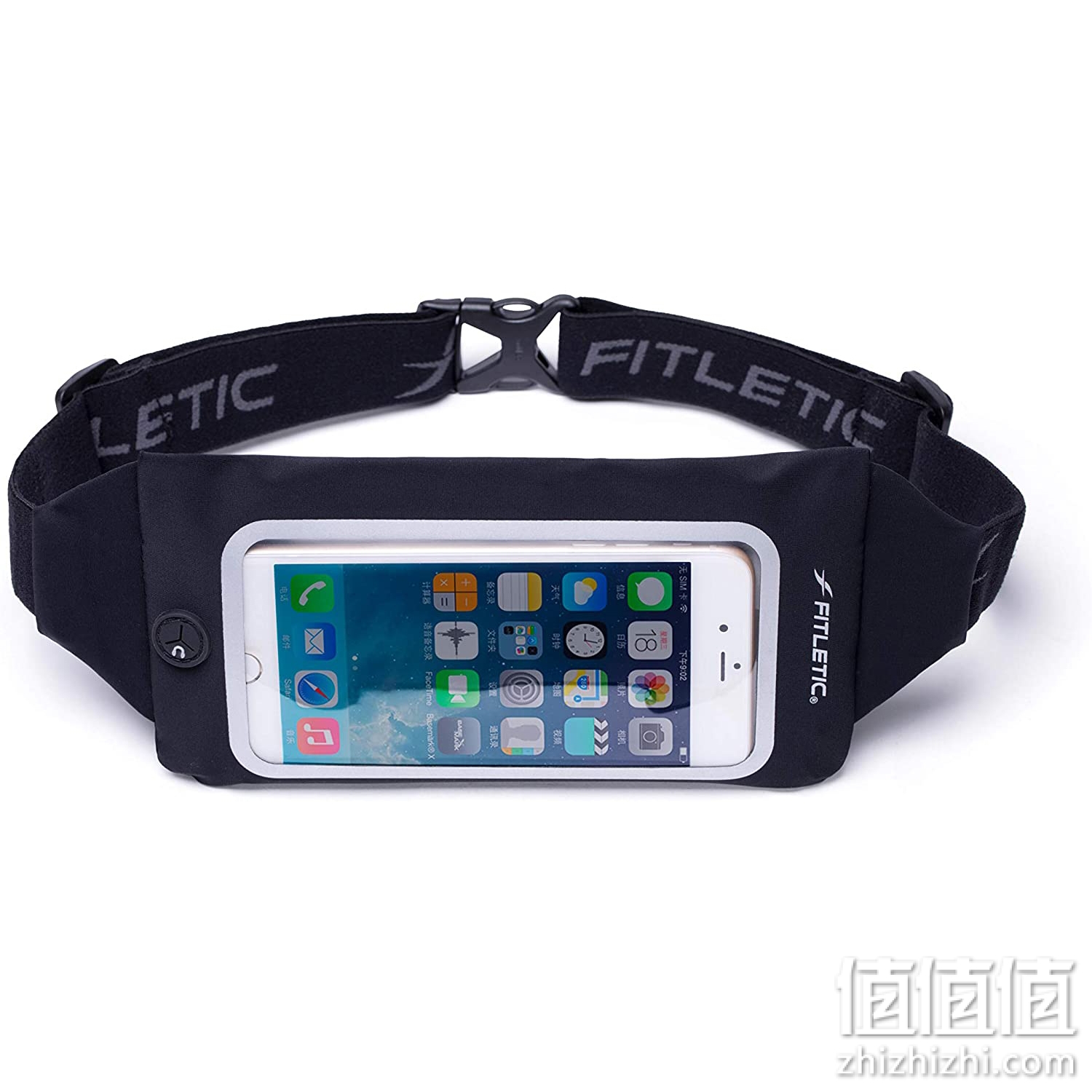 FITLETIC Swipe 跑步 智能手机 腰包 与身体接触的内侧为防水氯丁橡胶材质 护照尺寸 SWP-01 BLK