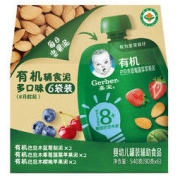 Gerber 嘉宝 有机果泥 每日坚果泥多口味6袋装宝宝零食果蔬泥90g*6(8月龄起)