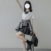 ZONPER 中牌 JK制服 碳灰掉落 灰黑色格裙 42cm
