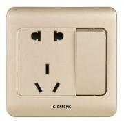 SIEMENS 西门子 10A五孔带开关插座 远景金棕色