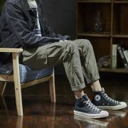 TONLION 唐狮 男士直筒工装裤 黑色 624110093411＊2件