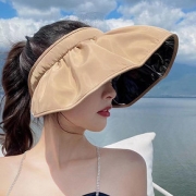 女款黑胶贝壳帽两用发箍防晒遮阳太阳帽