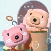 小猪泡泡机玩具男孩女孩儿童卡通电动吹泡泡相机 小猪泡泡相机粉色配电池+泡泡水2+挂绳