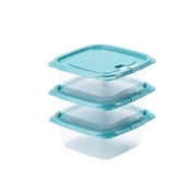 京东极速版：茶花 食品 保鲜盒 460ML 蓝色三个装+测量链接