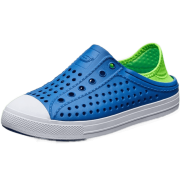 Skechers斯凯奇童鞋 夏季透气一脚套网速休闲凉鞋洞洞鞋91995L 蓝色/柠檬色 36