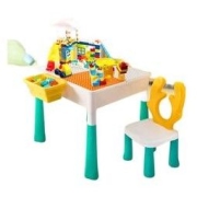 AULDEY 奥迪双钻 宝宝玩具 积木桌套装 1桌+1椅+58轨道+150主题积木