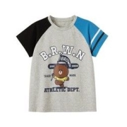 88VIP：LINE FRIENDS 布朗熊拼接色短袖T恤 1件18.9元包邮（双重优惠）
