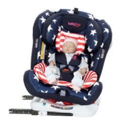 Babybay 儿童安全座椅 可坐可躺360度旋转isofix接口 星条蓝YC02