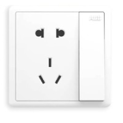 ABB 10A 一开五孔带开关插座 白色