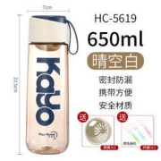 春寒 大容量塑料水杯 晴空白-650ml 送茶隔+刷子
