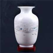悦灵美 景德镇陶瓷花瓶摆件 客厅插花中式摆件 雪景冬瓜瓶 多款可选