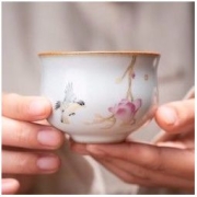 容山堂 官窑彩绘茶杯 蕙心兰质款 100ml