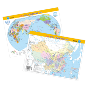 有券的上：新版中国 世界地理地图 政区版 双面覆膜 便携式尺寸 209mm*285mm *2件