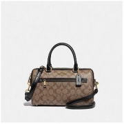 COACH 蔻驰 女士手提波士顿包 F83607 IMCBI 浅棕黑边 中号