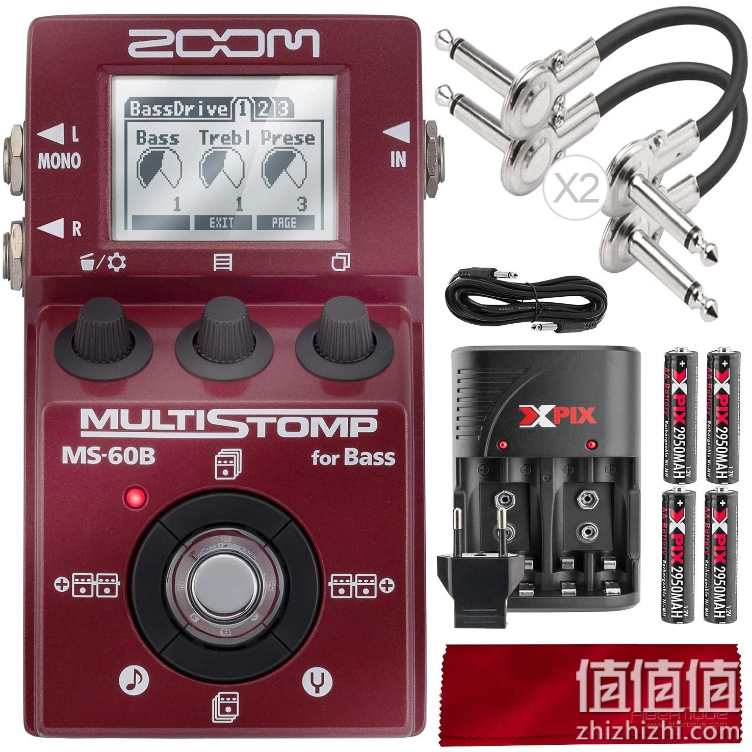 Zoom MS-60B 多重低音踏板，带电缆和豪华套装