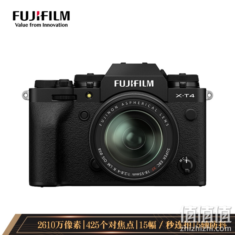富士（FUJIFILM）X-T4/XT4 微单相机 套机（18-55mm) 2610万像素 五轴防抖 视频强化 续航增强 黑色