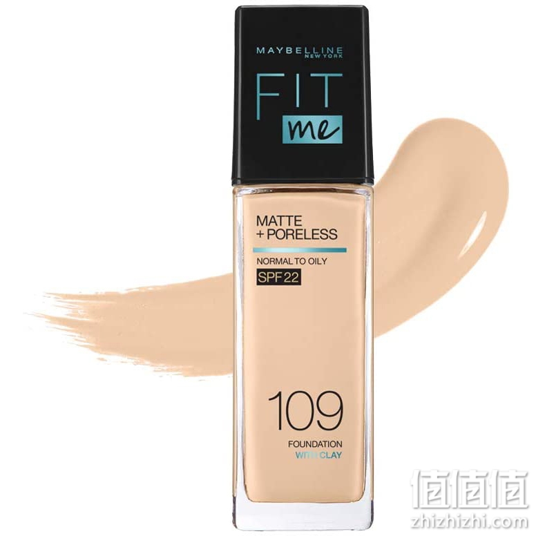 美宝莲 (MAYBELLINE) fitme乳液粉底液干皮水润柔雾哑光遮瑕保湿持久不脱妆粉底 哑光版109象牙色