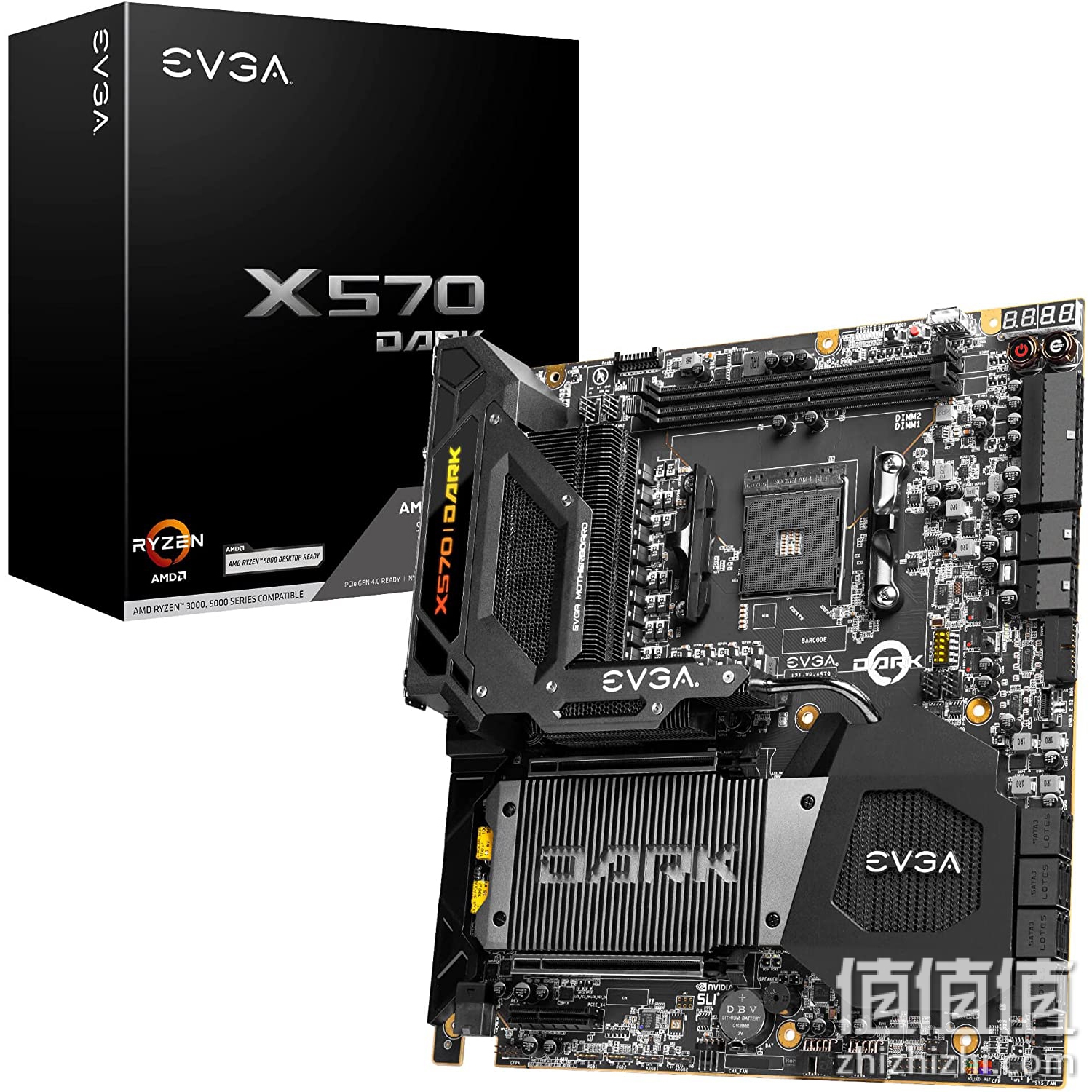 EVGA X570 深色,121-VR-A579-KR,AM4,AMD X570,PCIe Gen4,SATA 6Gb/s,2.5Gb/s LAN,Wi-Fi 6/BT5.2,USB 3.2 Gen2x2,M.2,U.2,EATX,AMD 主板