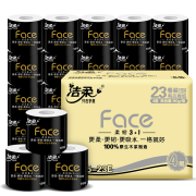 拍5件 洁柔(C&S)卷纸 黑Face 加厚4层180g卫生纸*23卷（一格就够 吸水耐用易降解）新老品交替发货