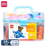 deli 得力 7021 橡皮泥 24色+蓝色工具箱