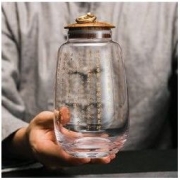 容山堂 心经雕刻玻璃茶叶罐 53x160mm 约600ml