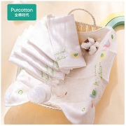 Purcotton 全棉时代 804-000089-01 婴儿口水巾 格子+圆圈印花 3条*6袋
