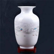 悦灵美 景德镇陶瓷花瓶摆件 客厅插花中式摆件 雪景冬瓜瓶 多款可选