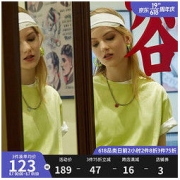 Dickies 帝客 短袖 男女同款情侣款LOGO绣花徽章短袖T恤 女式棉舒适圆领t恤女DK008736 蜜瓜黄 00L