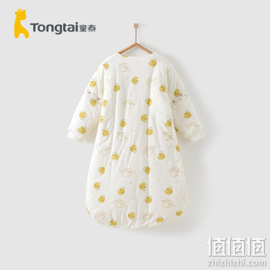 童泰秋冬季婴儿宝宝1-3岁床品用品夹棉侧开可拆袖睡袋防踢被 黄色
