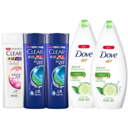 清爽控油！CLEAR 清扬 洗护套装（洗发水100g*3+多芬沐浴露190ml*2）