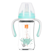 Plus会员：gb好孩子 婴儿宽口径玻璃 握把吸管奶瓶260mL 浅绿  自控流量适用6个月以上