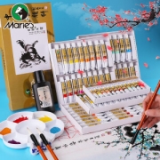 PLUS会员：Marie’s 马利 国画颜料套装 12ml 36色 赠宣纸+墨汁+调色盘+毛笔