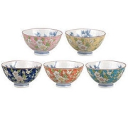 TOKI MINOYAKI 美浓烧 山茶花套碗 5个装