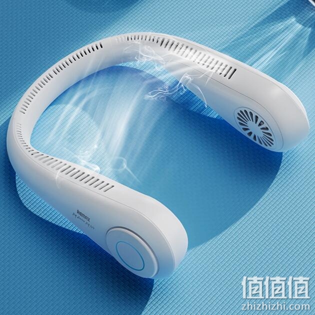 Remax 睿量【10小时长续航】挂脖风扇迷你随身空调usb小风扇低音办公室大风力充电扇懒人散热神器 皎月白【10h超长续航-强劲三挡-环绕出风】