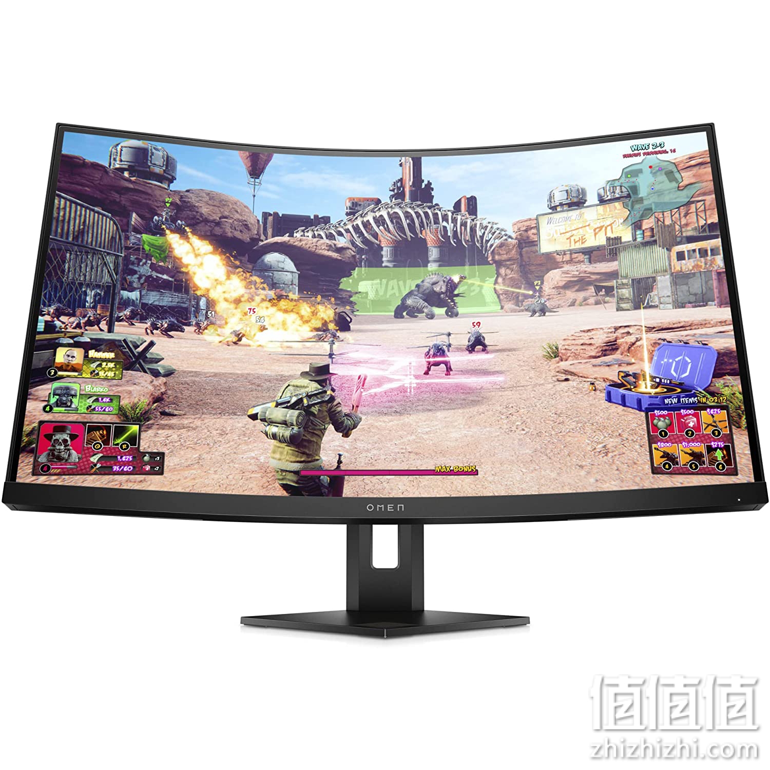 HP 惠普 OMEN 27c 游戏显示屏(27 英寸曲面显示屏,Quad HD,240Hz,AMD FreeSync Premium,HDMI,DisplayPort,USB 集线器,3.2 Gen 2,响应时间1毫秒,蓝光模式)黑色