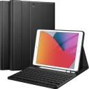 Fintie 键盘保护壳适用于 iPad 7 代 10.2 英寸 2019 带内置铅笔架，软 TPU 后置支架保护套带蓝牙键盘