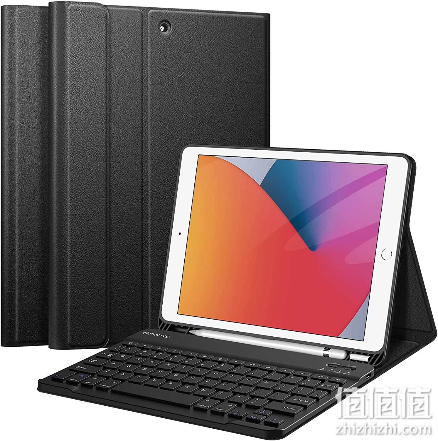 Fintie 键盘保护壳适用于 iPad 7 代 10.2 英寸 2019 带内置铅笔架，[SlimShell] 软 TPU 后置支架保护套带蓝牙键盘