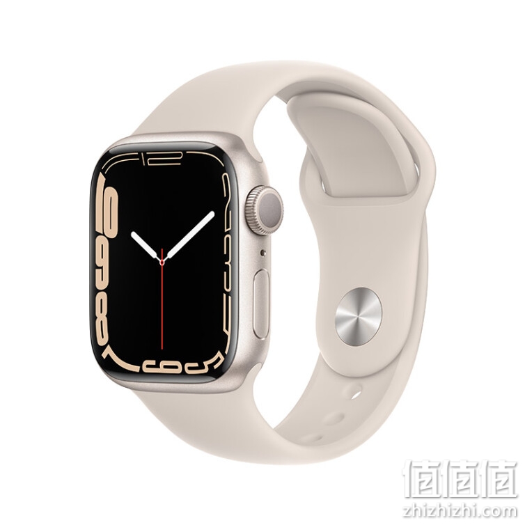Apple Watch Series 7 智能手表GPS款41 毫米星光色铝金属表壳星光色运动型表带MKMY3CH/A